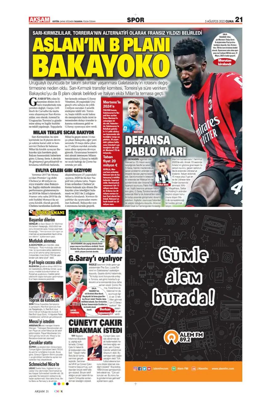 Günün spor manşetleri (5 Ağustos 2022) 2