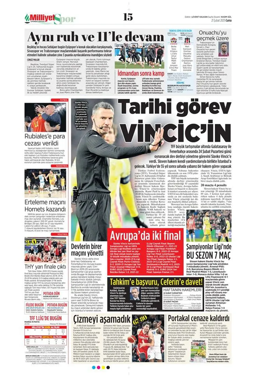 "Fener işi bitirdi" (21 Şubat 2025 spor manşetleri) 9