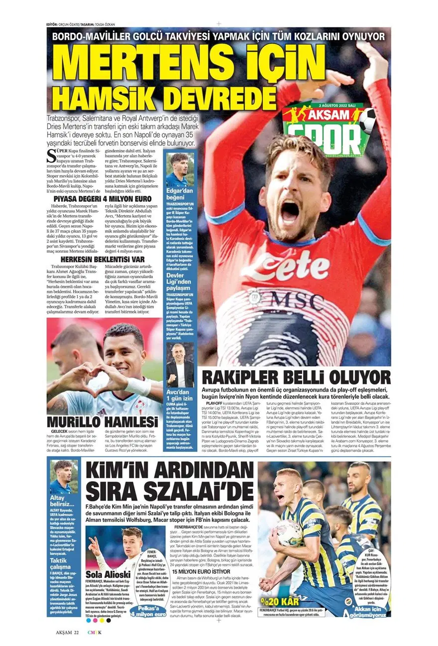 Günün spor manşetleri (2 Ağustos 2022) 20