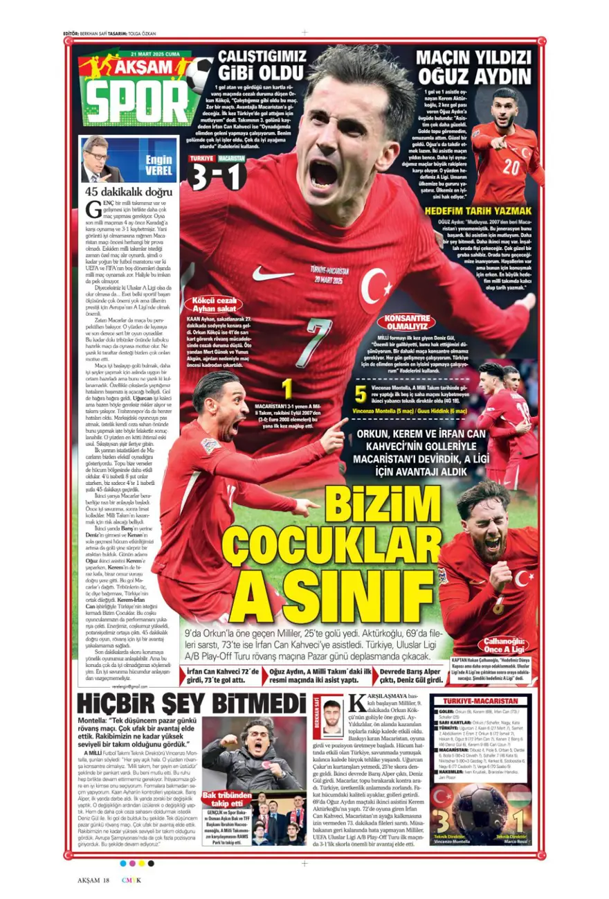 "İşte bizim çocuklar" (21 Mart 2025 spor manşetleri) "İşte bizim çocuklar" (21 Mart 2025 spor manşetleri)