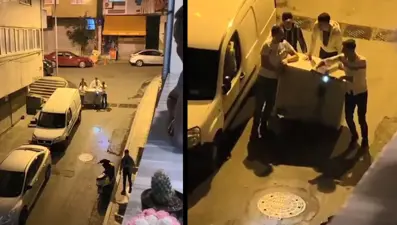 Elektrikli scooter ile buzdolabı taşıdılar