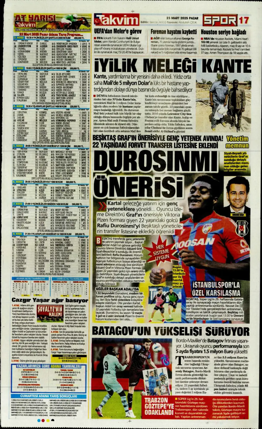 "A ligi için son viraj" (23 Mart 2025 spor manşetleri) 13 "A ligi için son viraj" (23 Mart 2025 spor manşetleri) 13