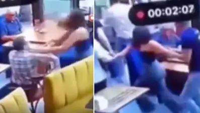 Garsona tokat attı, tekme tokat dayak yedi