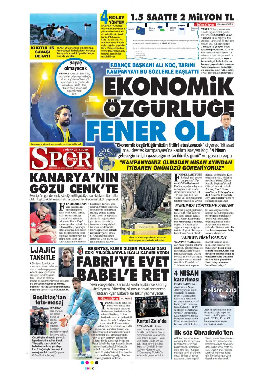 Günün spor manşetleri (5 Nisan 2019) 9