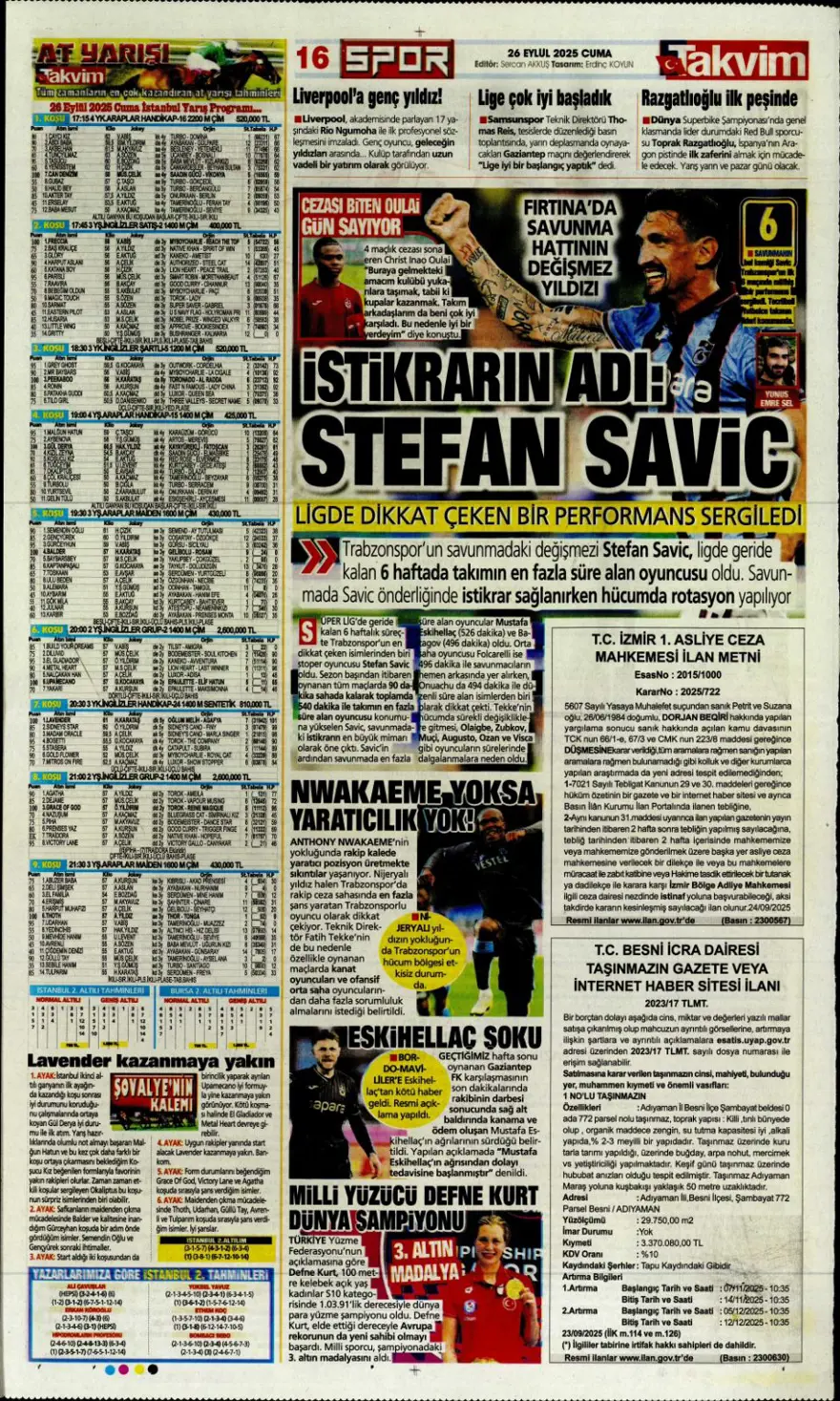 "Tedesco görüşme odasına" (26 Eylül 2025 spor manşetleri) 19 "Tedesco görüşme odasına" (26 Eylül 2025 spor manşetleri) 19