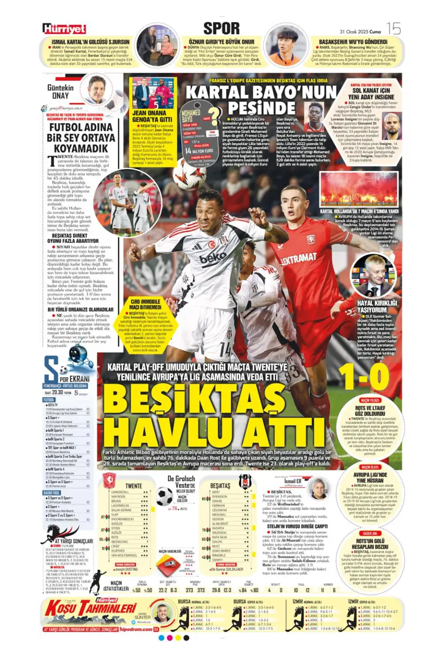 "İki play-off, bir off" (31 Ocak 2025 spor manşetleri) 16 "İki play-off, bir off" (31 Ocak 2025 spor manşetleri) 16