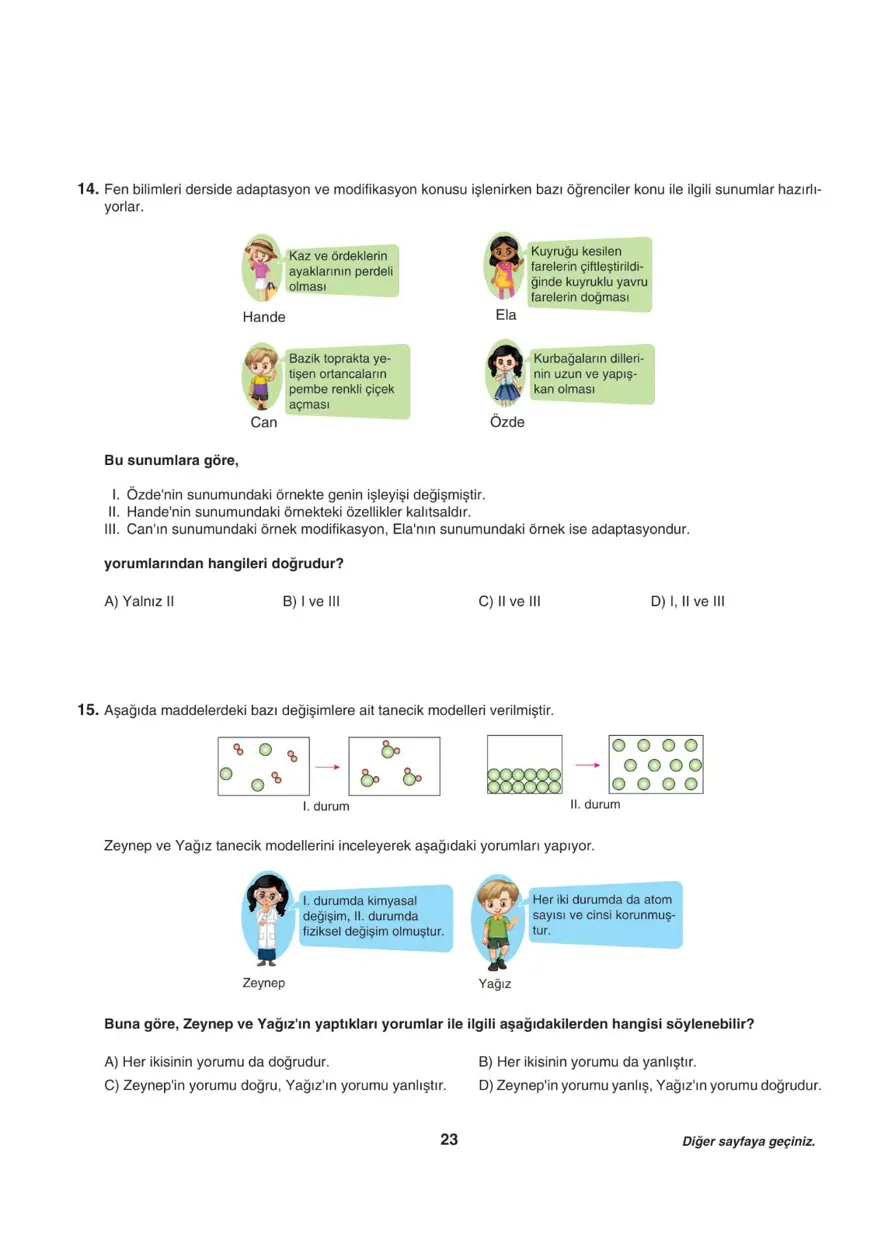 Uğur Okulları LGS-1 sayısal deneme sınavı 22
