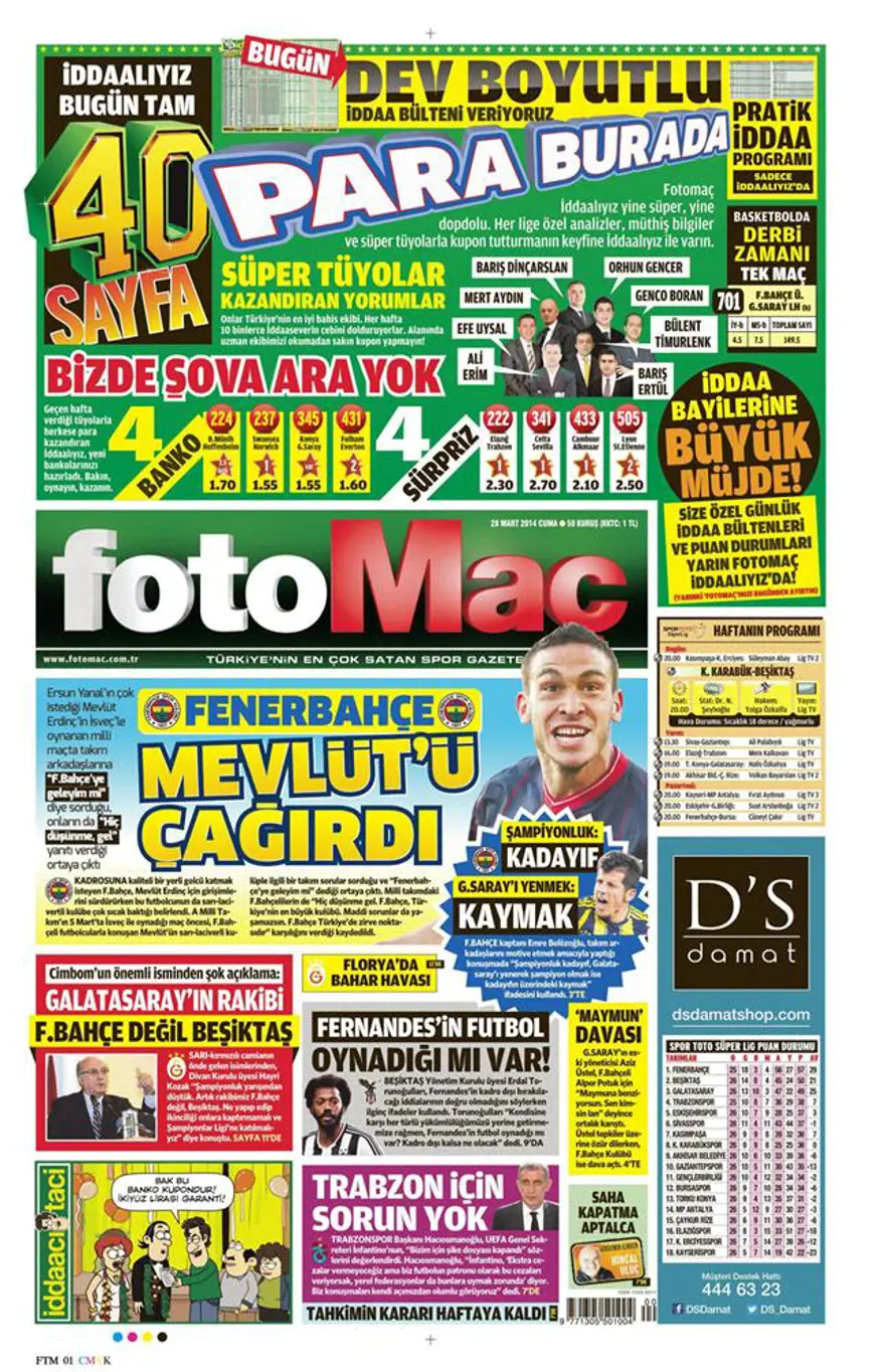 Günün gazete manşetleri - 28 Mart 2014 19