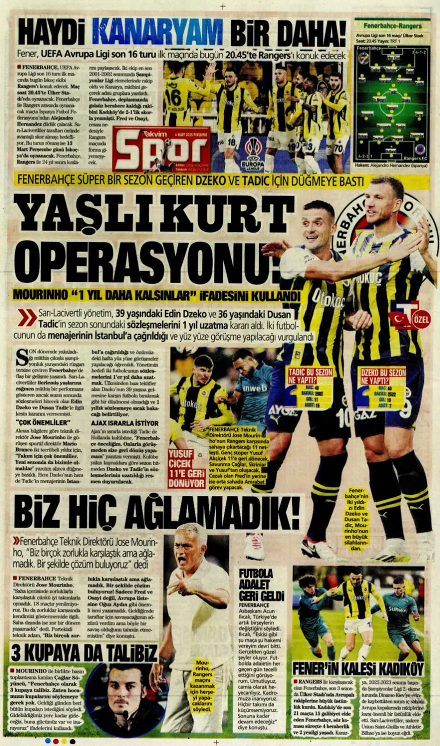 "Kadıköy'de bu işi bitirelim" (6 Mart 2025 spor manşetleri) 28