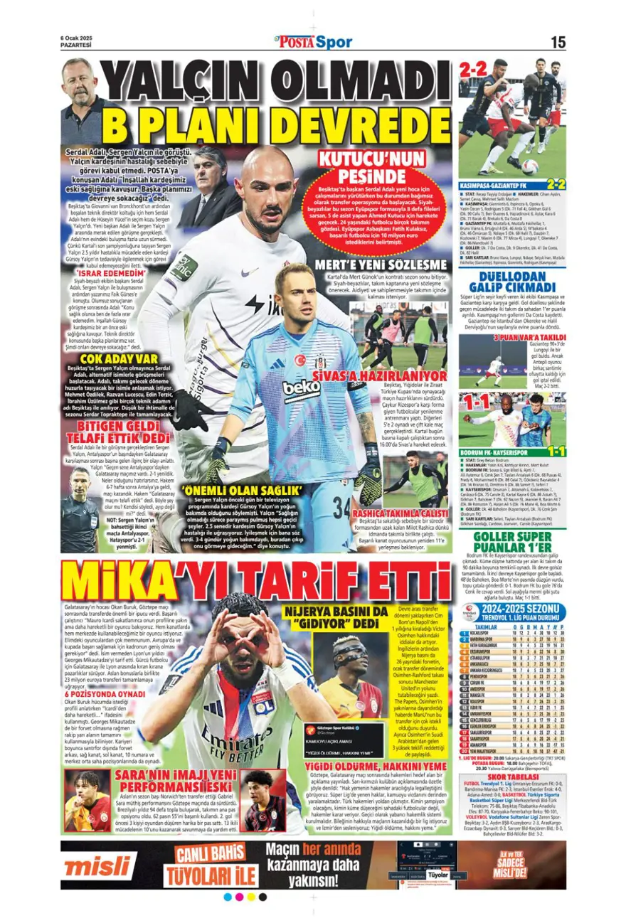 "Hızlı tren Nesyri" (6 Ocak 2025 spor manşetleri) 20