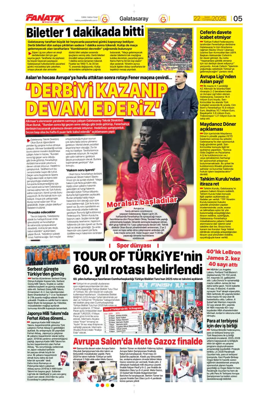 "Yolun sonu final olsun" (22 Şubat spor manşetleri) 8 "Yolun sonu final olsun" (22 Şubat spor manşetleri) 8