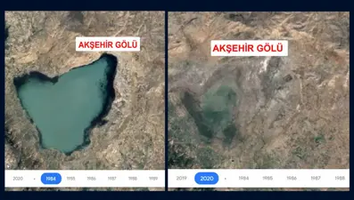Gölleri vuran kuraklık, 36 yıllık uydu fotoğraflarıyla belgelendi