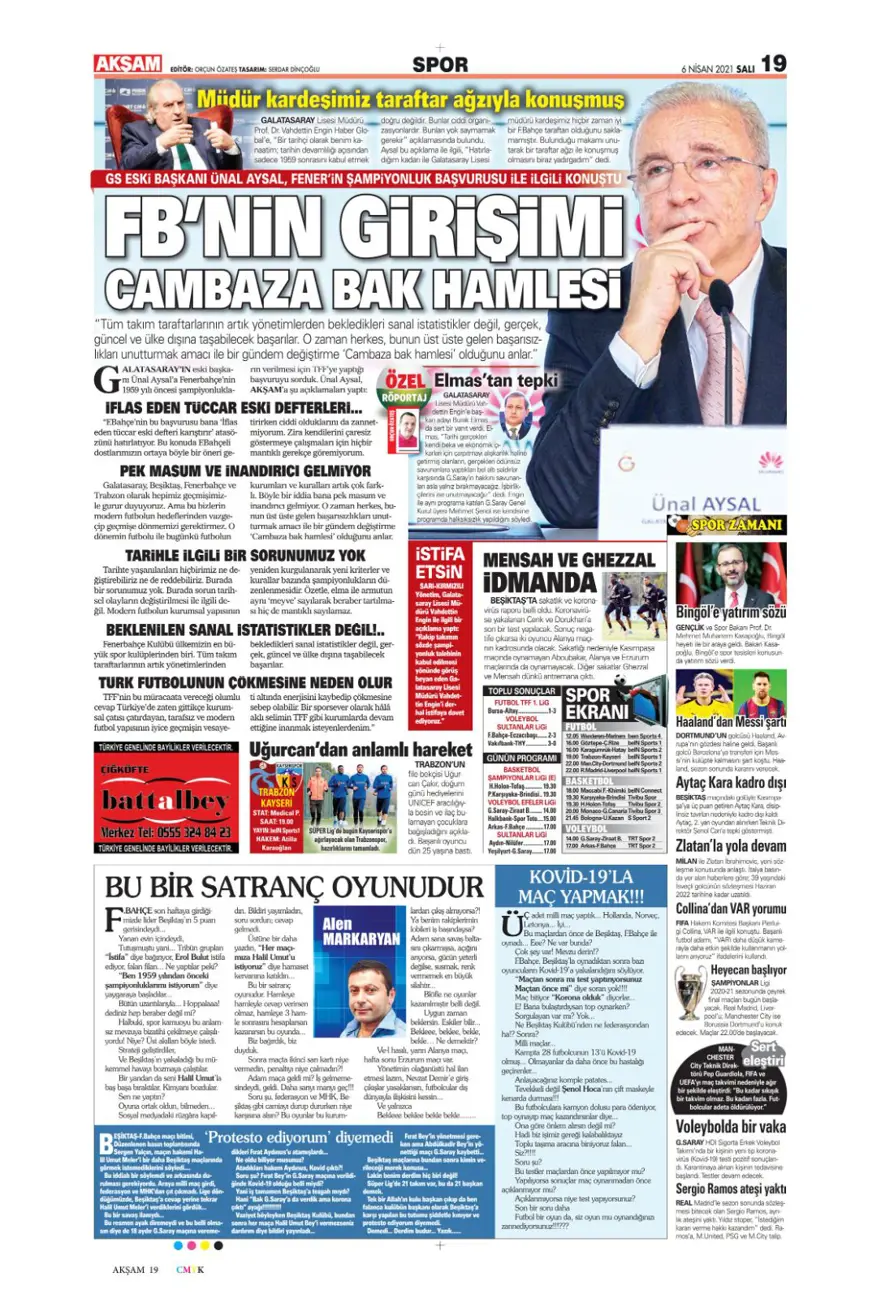 Günün spor manşetleri (6 Nisan 2021) 1