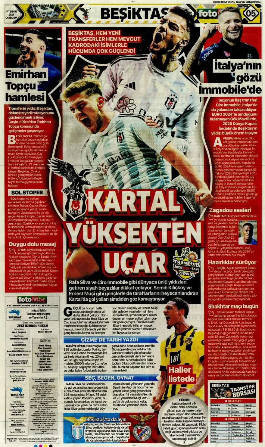 "Son aday Jelert" (17 Temmuz 2024 spor manşetleri) 4