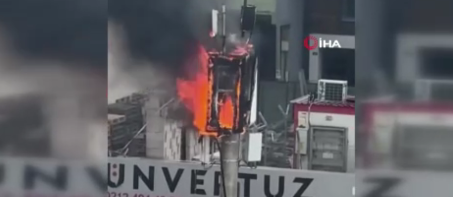 Küçükçekmece'de baz istasyonunda yangın