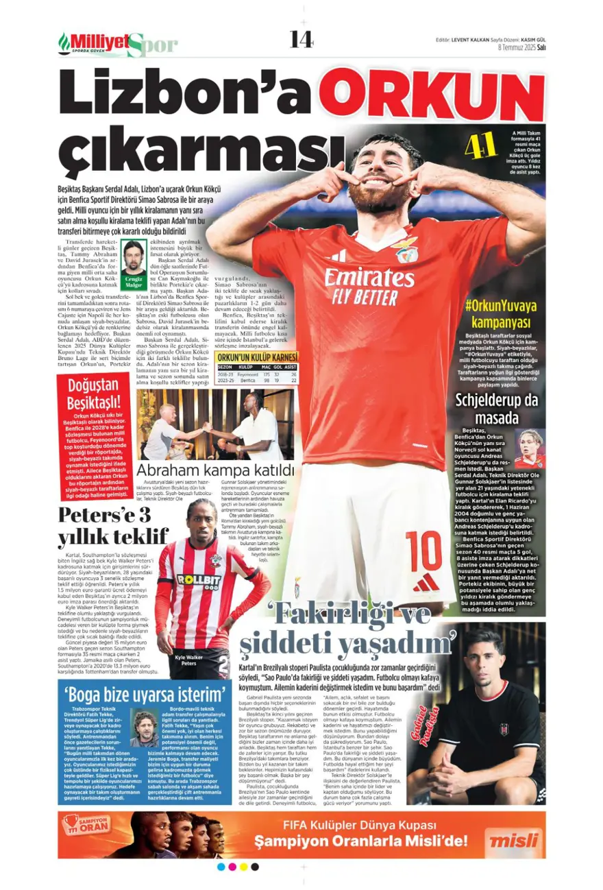 "100 milyon euro paniği" (8 Temmuz 2025 spor manşetleri) 12