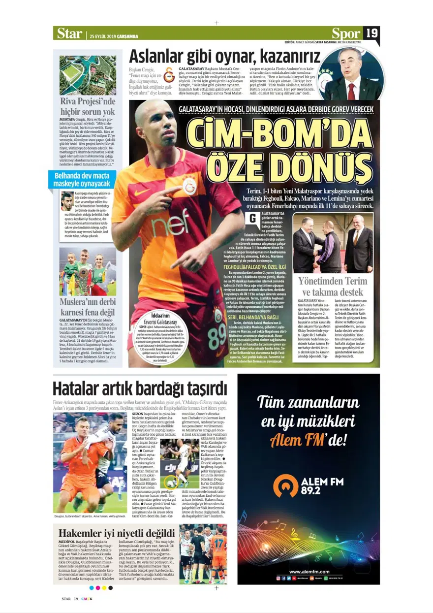 Günün spor manşetleri (25 Eylül 2019) 15