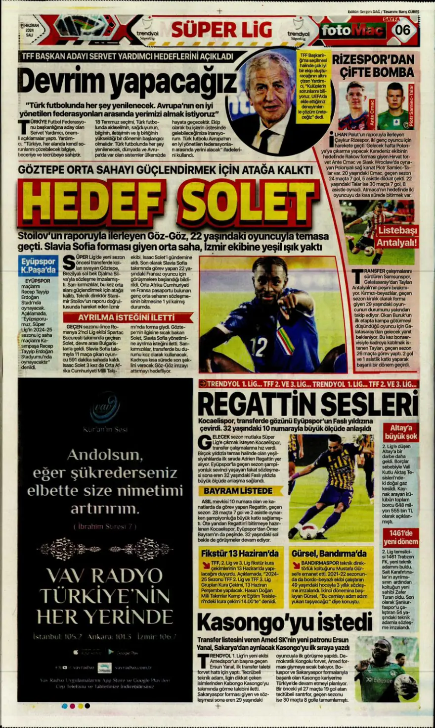 "Fenerbahçe'den Mane bombası" (11 Haziran 2024 spor manşetleri) 4