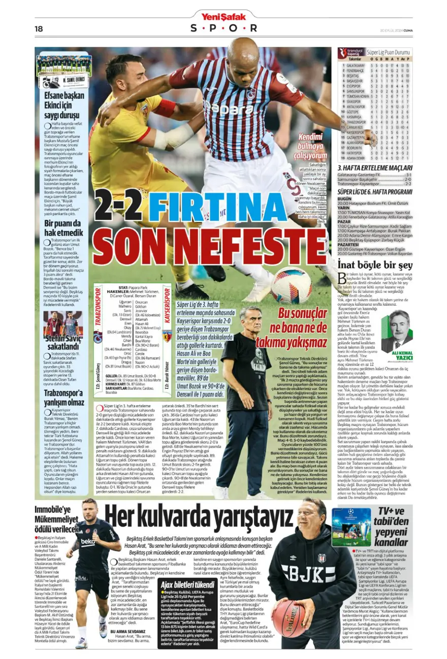 "520 milyon euroluk derbi" (20 Eylül 2024 spor manşetleri) 17