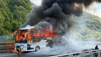 Anadolu Otoyolu'nda otobüs yangını