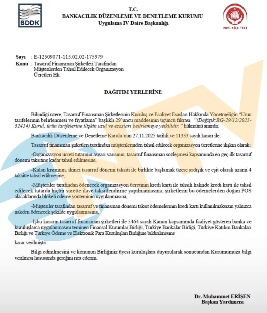 Tasarruf finansman sisteminde köklü değişiklik. Organizasyon ücretinin yarısı peşin ödenecek 6