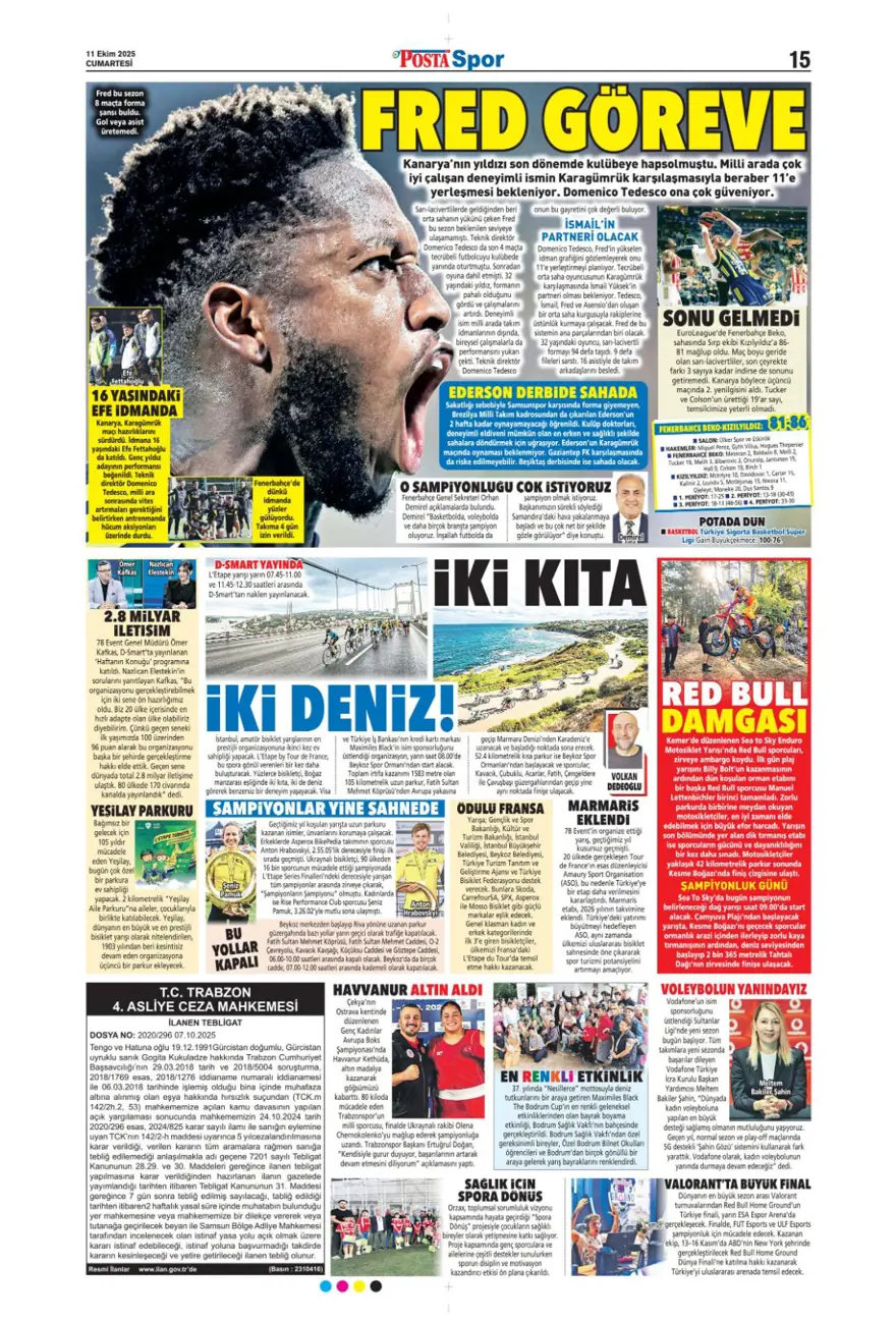 "Yeni destan vakti" (11 Ekim 2025 spor manşetleri) 14 "Yeni destan vakti" (11 Ekim 2025 spor manşetleri) 14