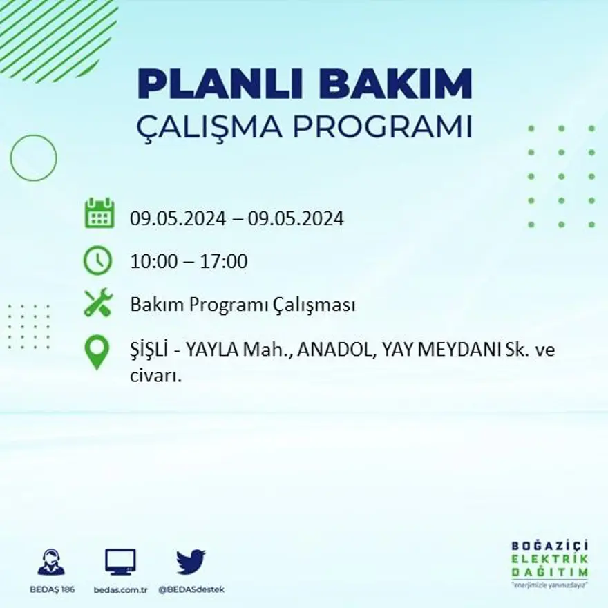 İstanbul'un 18 ilçesinde elektrik kesintisi: Elektrikler ne zaman gelecek? (9 Mayıs tarihli BEDAŞ kesinti programı) 60 İstanbul'un 18 ilçesinde elektrik kesintisi: Elektrikler ne zaman gelecek? (9 Mayıs tarihli BEDAŞ kesinti programı) 60