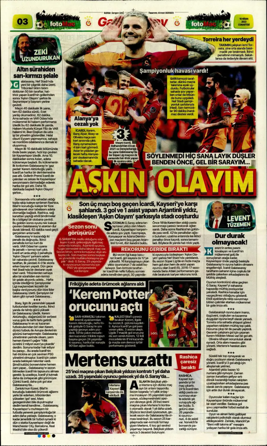 Günün spor manşetleri (15 Nisan 2023) 2