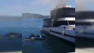 Bebek sahilinde yat yangını