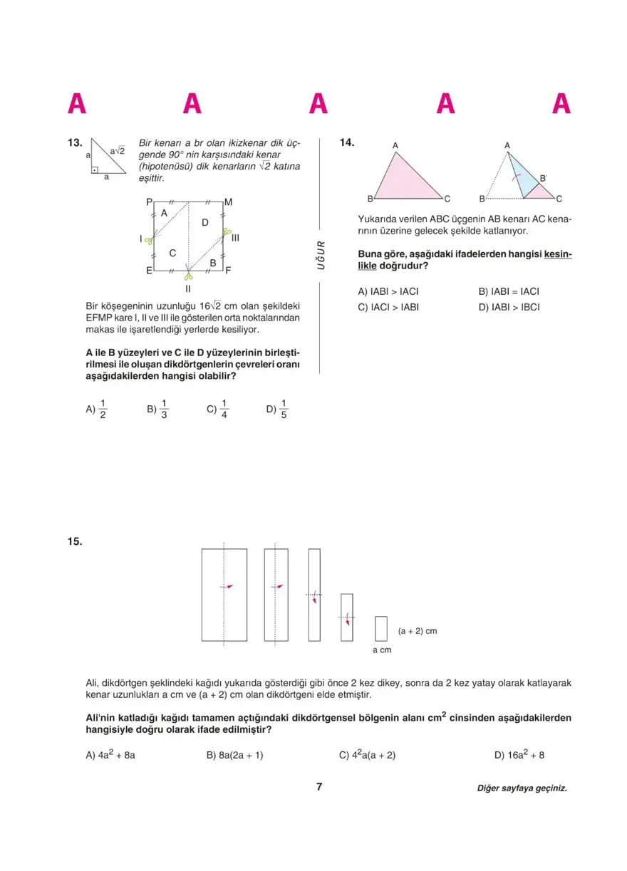 Uğur Okulları LGS deneme sınavı (Sayısal bölüm) 6