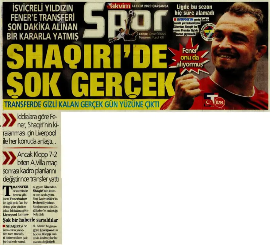 Günün spor manşetleri (14 Ekim 2020) 