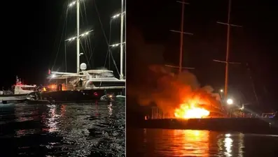 Fethiye'de marinada yangın: Lüks gulet battı