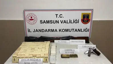 Samsun'da jandarmadan kaçak tütün ve silah operasyonu
