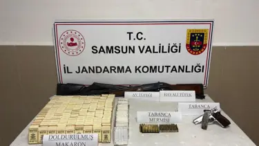 Samsun'da jandarmadan kaçak tütün ve silah operasyonu