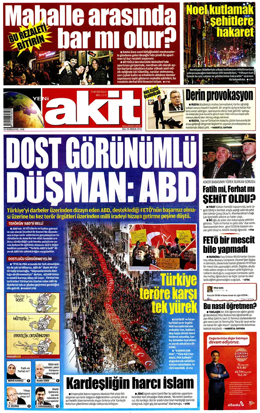 Günün gazete manşetleri - 20 Aralık 2016 13