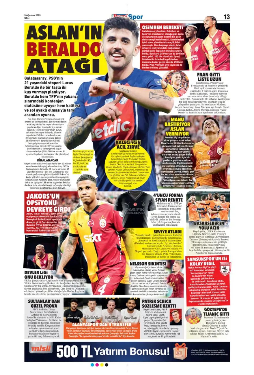 "Mou'nun prensi Kerem" (5 Ağustos spor manşetleri) 17 "Mou'nun prensi Kerem" (5 Ağustos spor manşetleri) 17