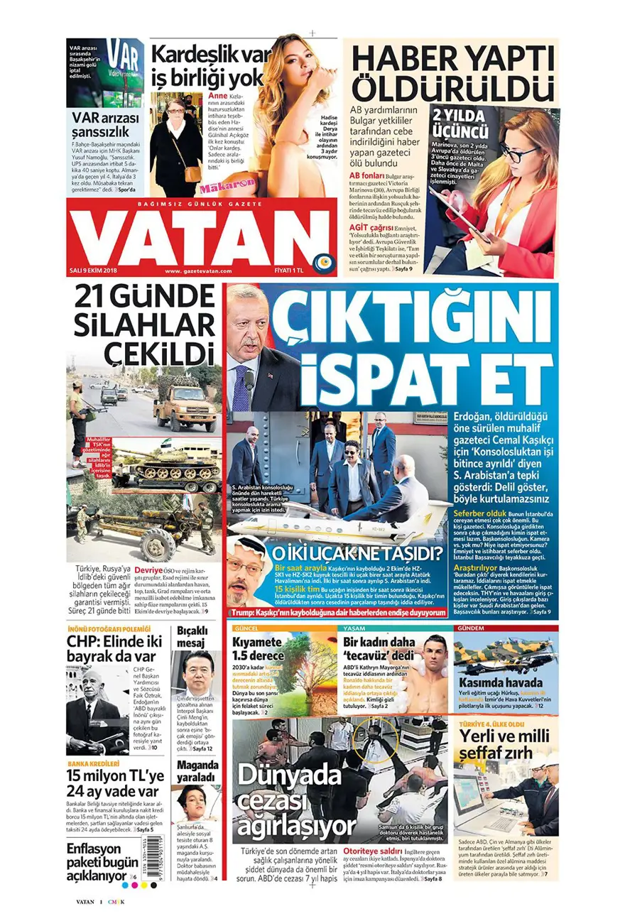 Günün gazete manşetleri - 9 Ekim 2018 4