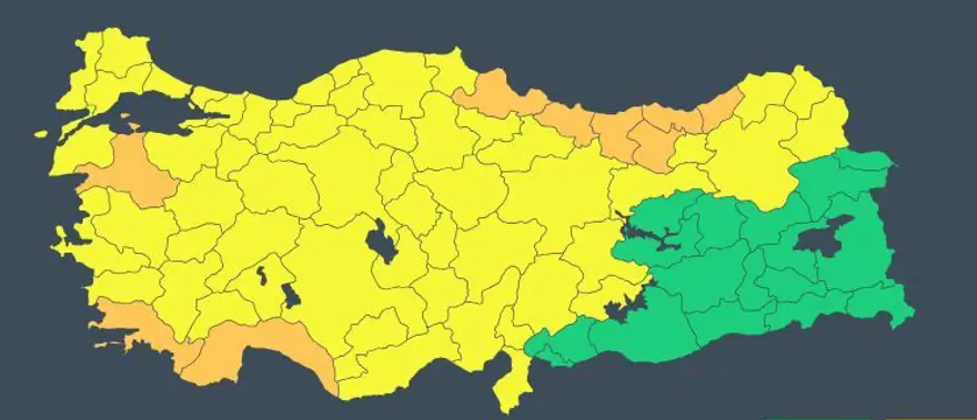 64 İL İÇİN SARI VE TURUNCU KODLU UYARI 1