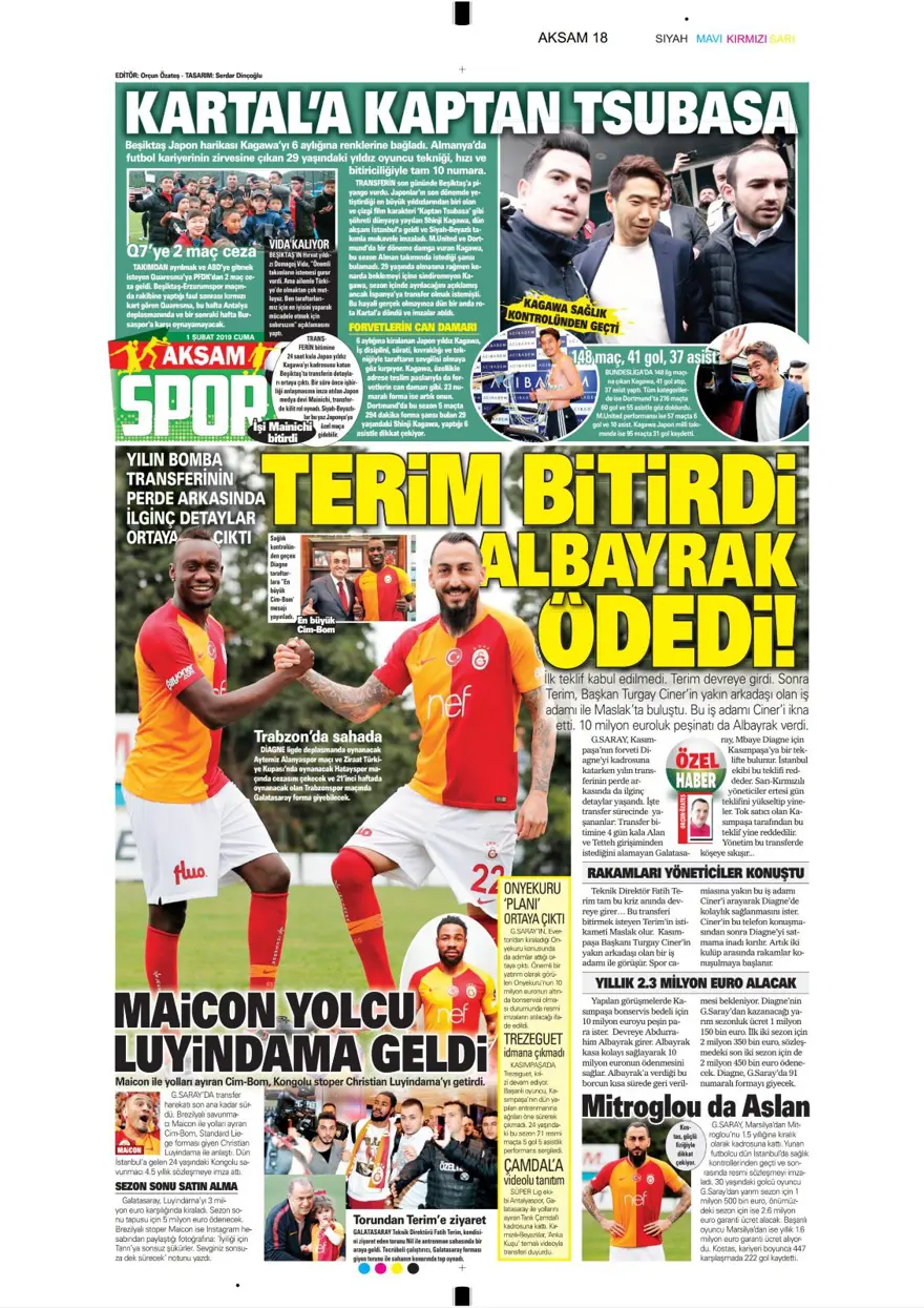 Günün spor manşetleri (1 Şubat 2019) 2