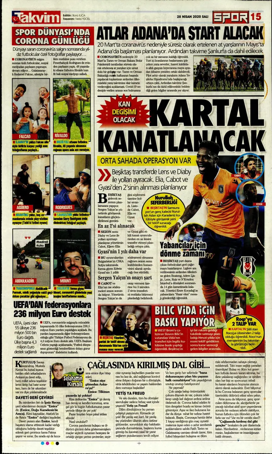 Günün spor manşetleri (28 Nisan 2020) 6