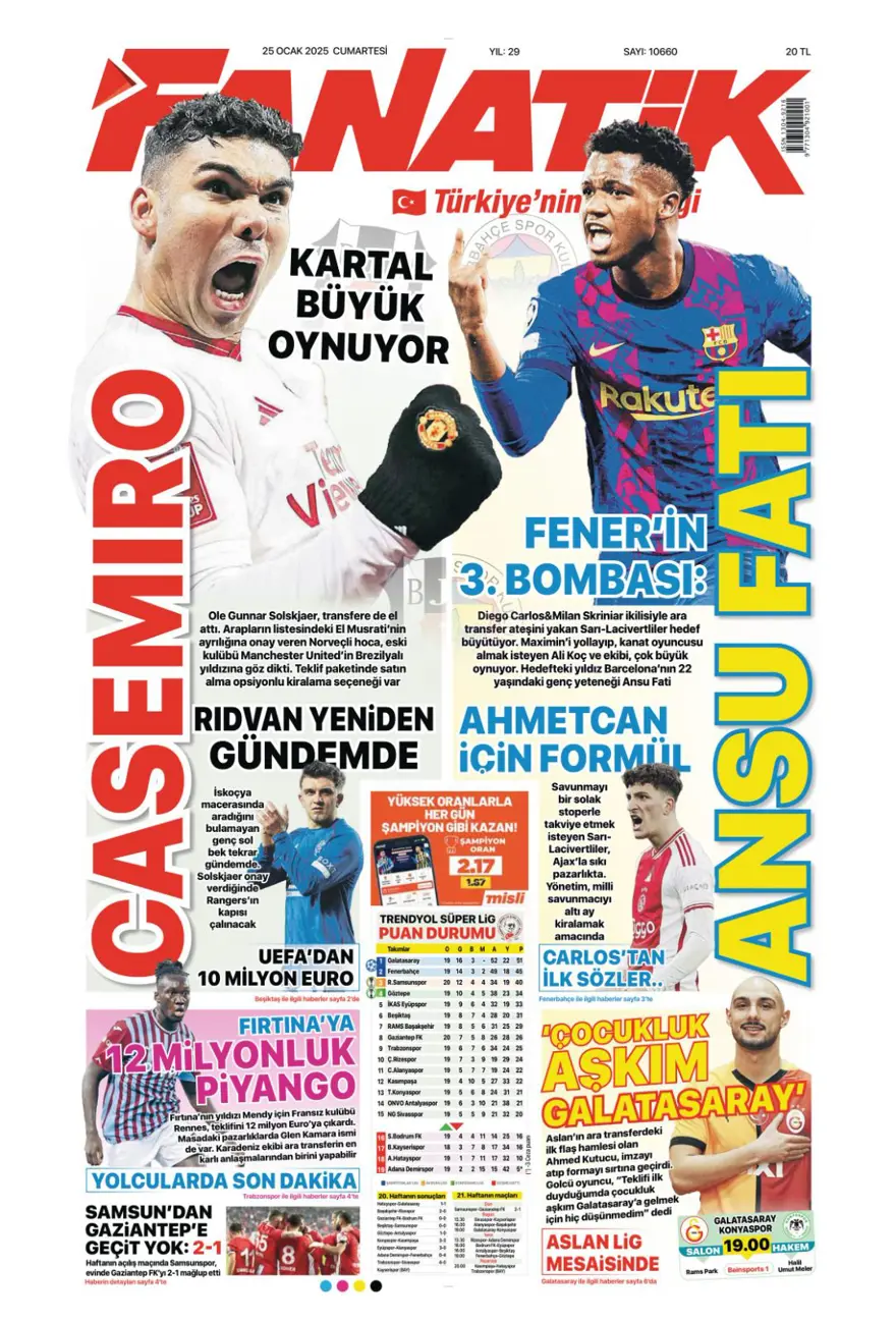 "Aslan'dan Talisca atağı" (25 Ocak 2025 spor manşetleri) 6