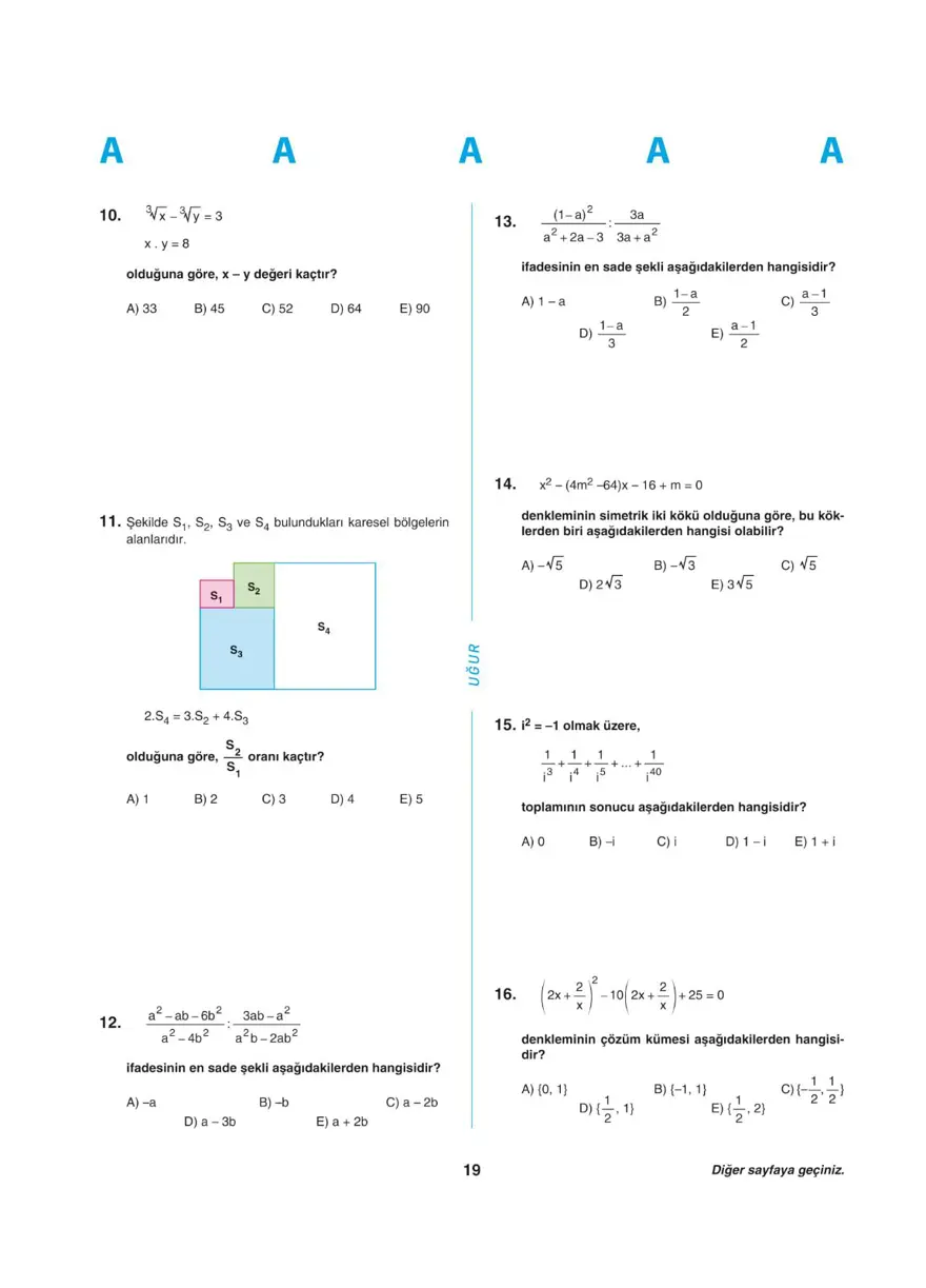 YKS - AYT deneme sınavı 18