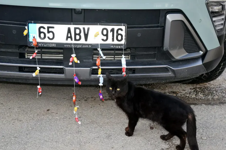 Aracını bayram şekeriyle süsledi, mahalle mahalle gezerek çocuklara ikram etti 7
