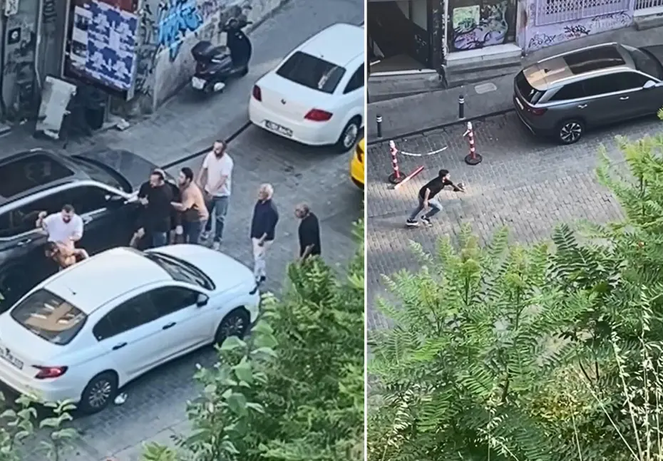 Beyoğlu'nda çıplak adam paniği. Motosikletin önüne atladı, döve döve gönderdiler