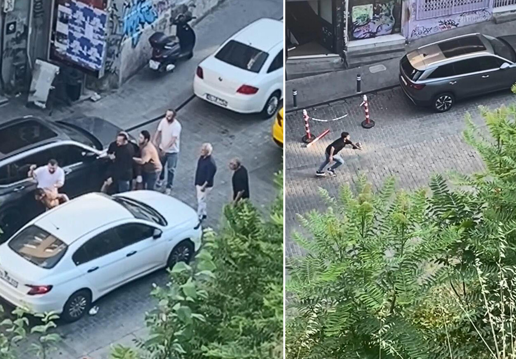 Beyoğlu'nda çıplak adam paniği. Motosikletin önüne atladı, döve döve gönderdiler