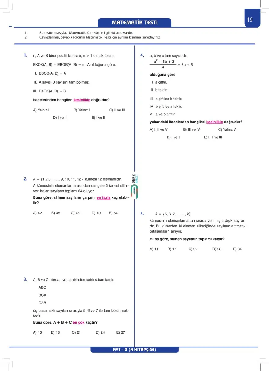 AYT Deneme Sınavı 17