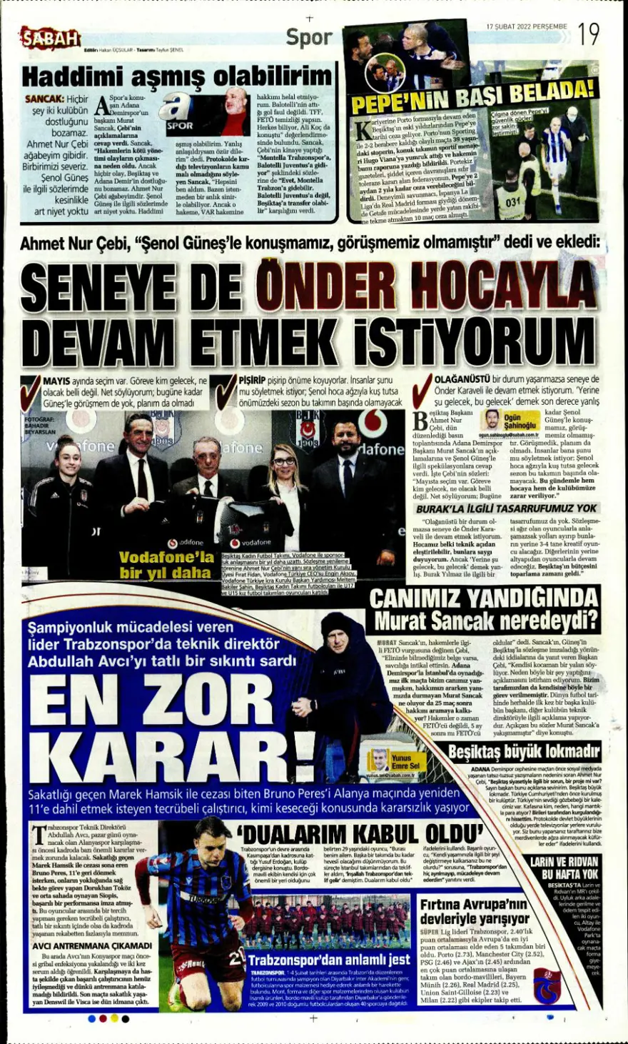 Günün spor manşetleri (17 Şubat 2022) 9