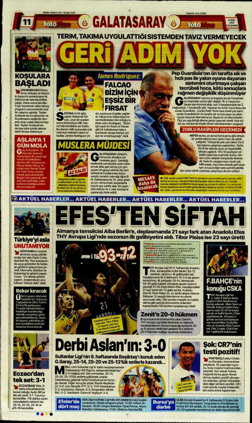 Günün spor manşetleri (14 Ekim 2020) 6