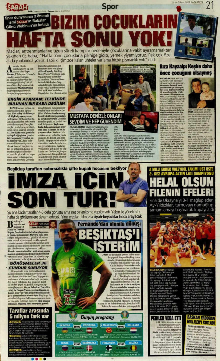 Günün spor manşetleri (21 Haziran 2021) 7
