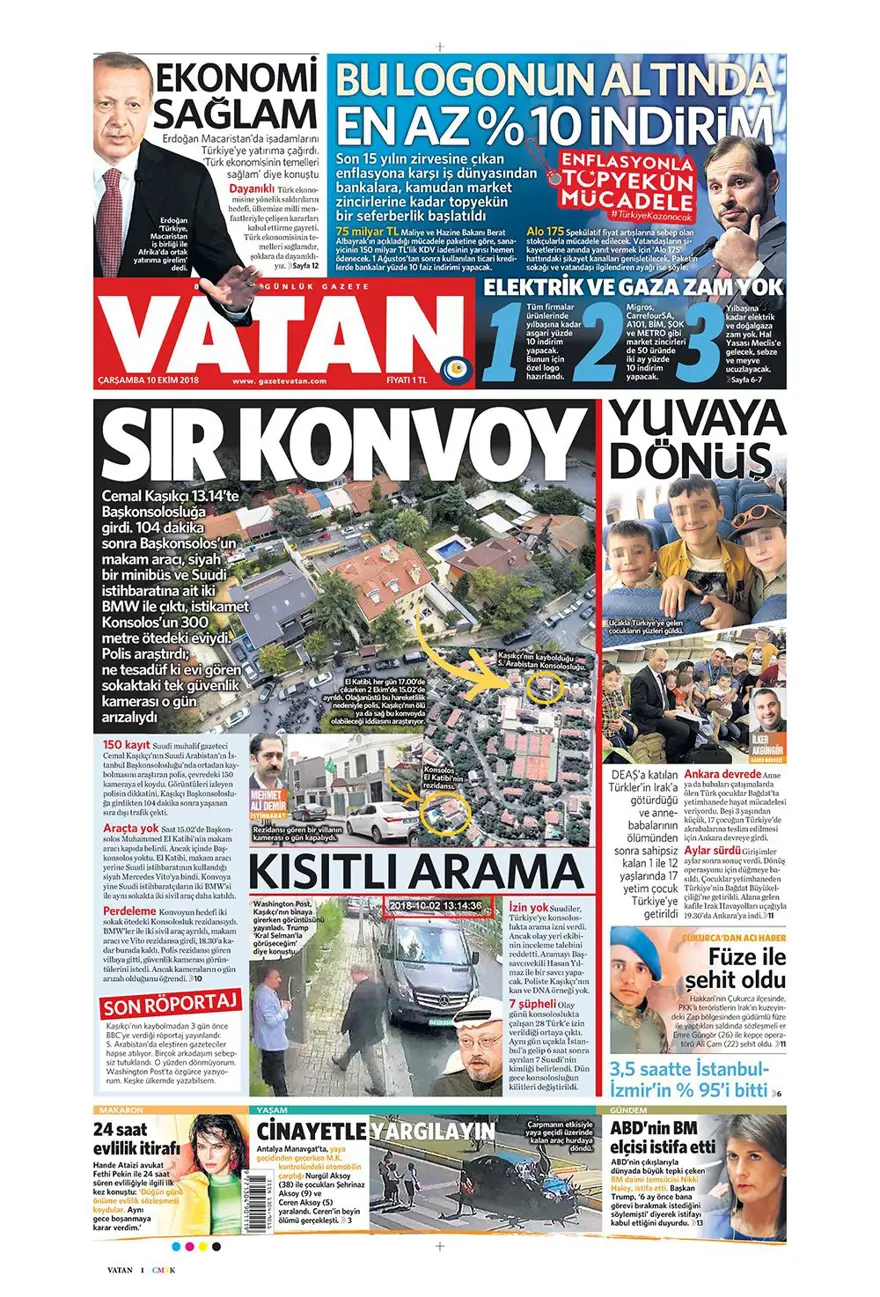 Günün gazete manşetleri - 10 Ekim 2018 1